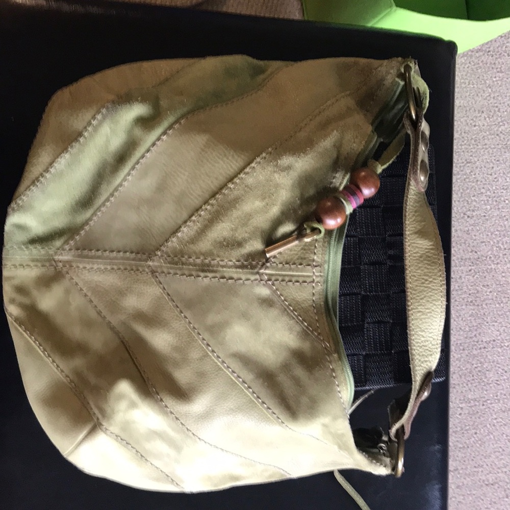 Fossil hobo purse. Green leather/suede. EUC